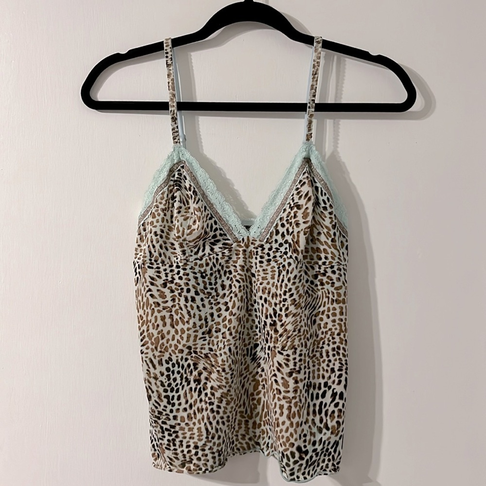 Animal Print Light Blue Lace Camisole Medium